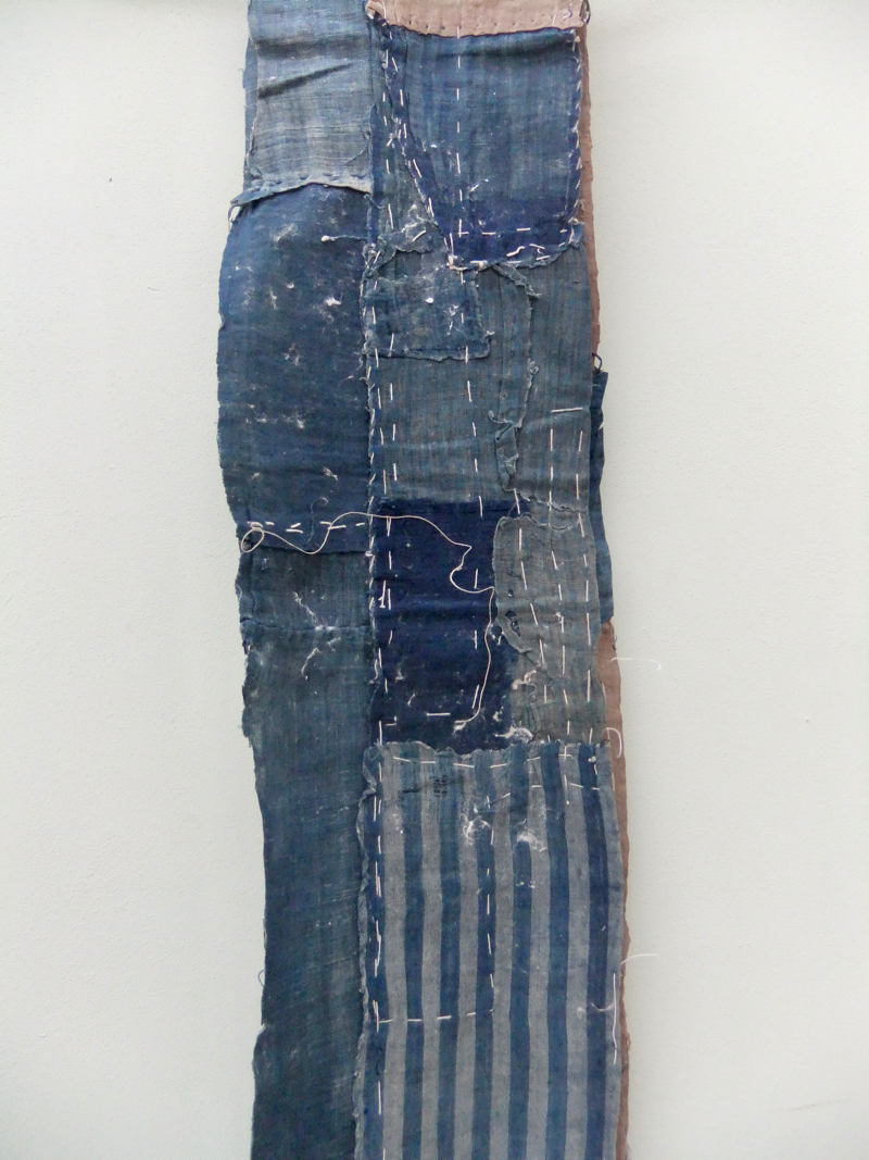 Indigo Boro strip with a charming stitching and patches - Vintage